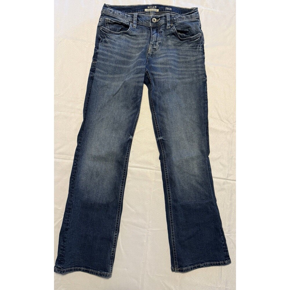 Reclaim Regular Bootcut Jeans Men's 28x30 Blue Distressed Denim